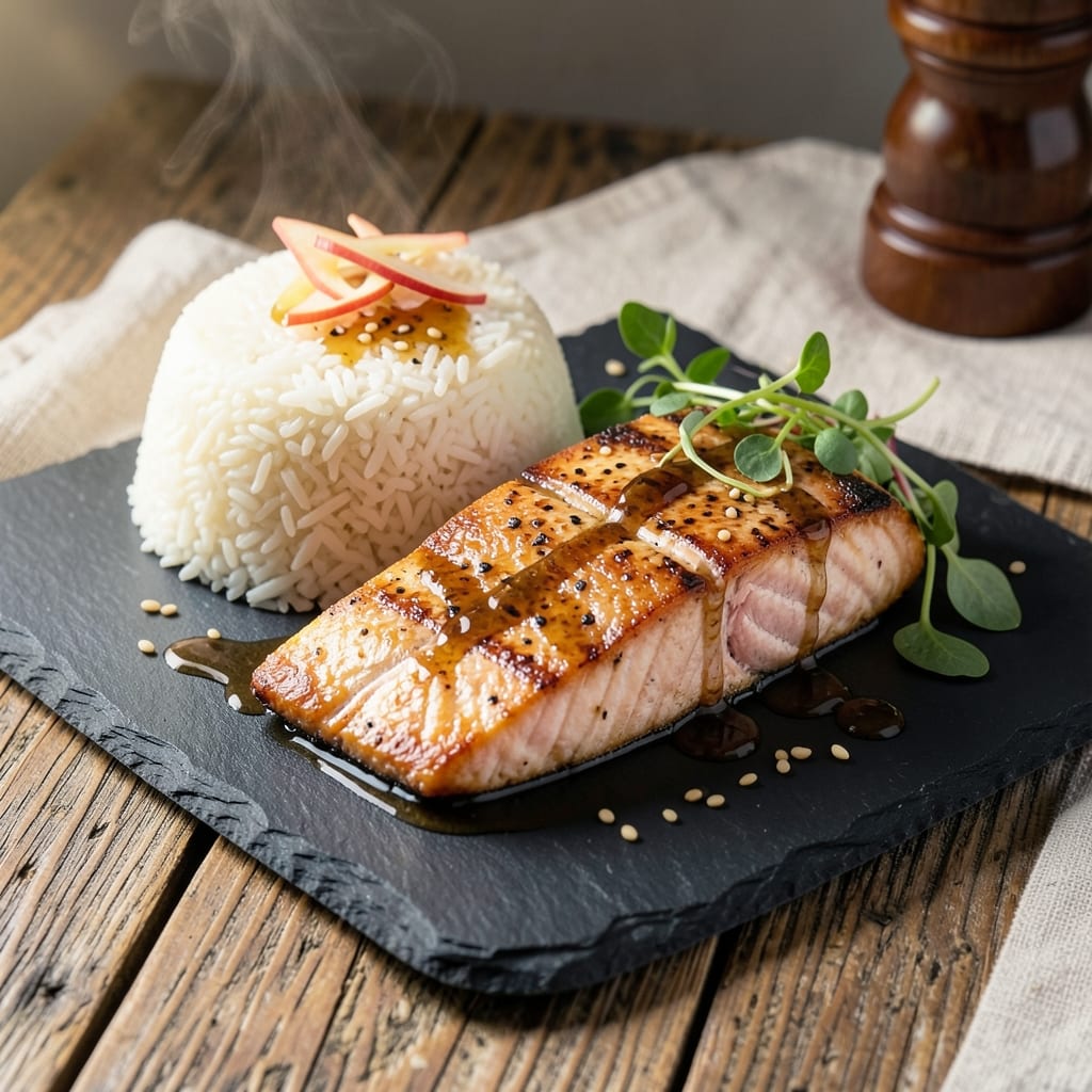 Asian Salmon and Rice Recipe: Ginger-Sesame Glaze Meets Fluffy Jasmine Rice