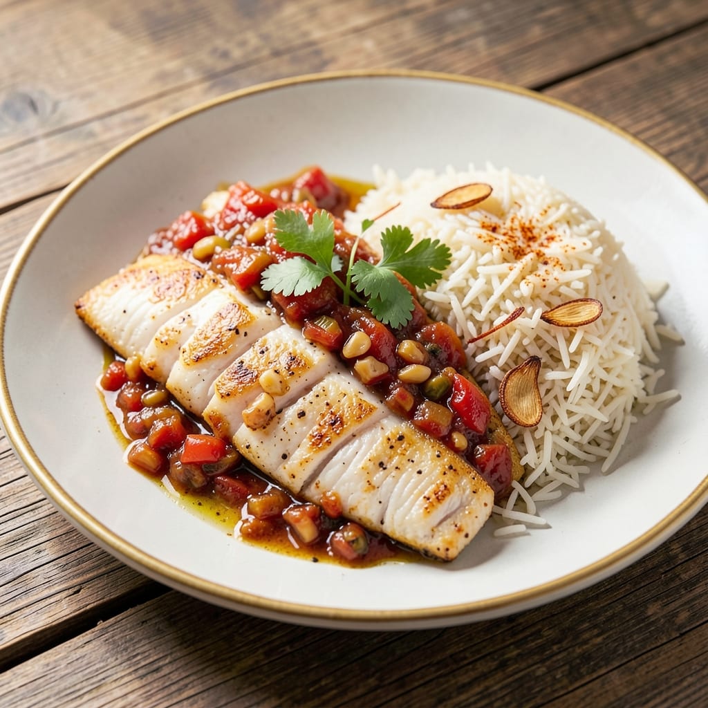 Arabic Fish and Rice Recipe: Spiced Lemon-Crusted Fish with Fragrant Saffron Basmati