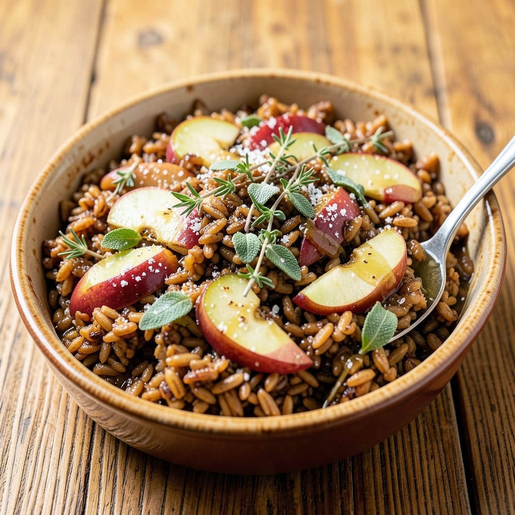 Apple and Wild Rice Stuffing Recipe: Apple-Cider Glazed Crunch