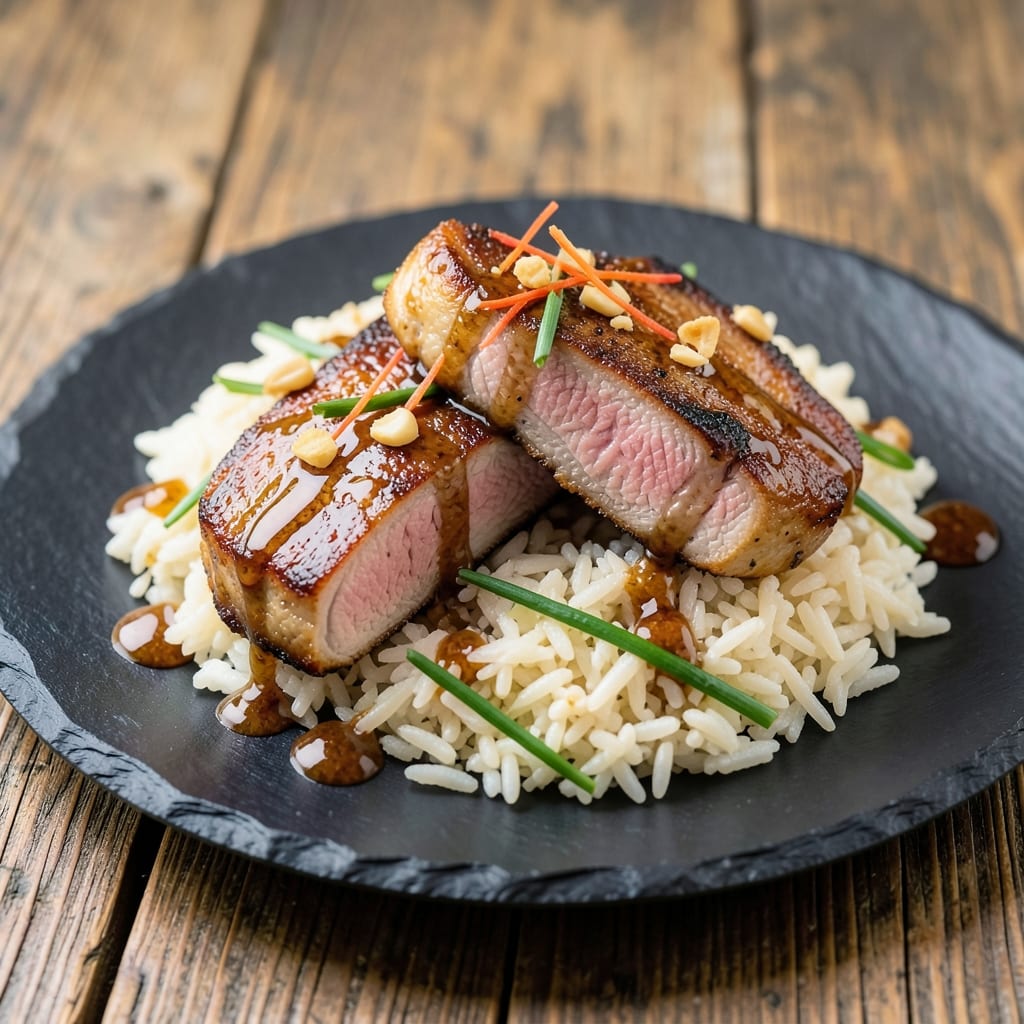 Asian Pork Chops and Rice Recipe: Sweet-Soy Glazed with Fragrant Jasmine Basmati