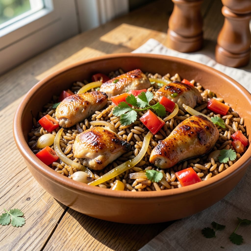 Arroz Con Pollo With Brown Rice Recipe: Spiced Chicken and Nutty Grain Harmony
