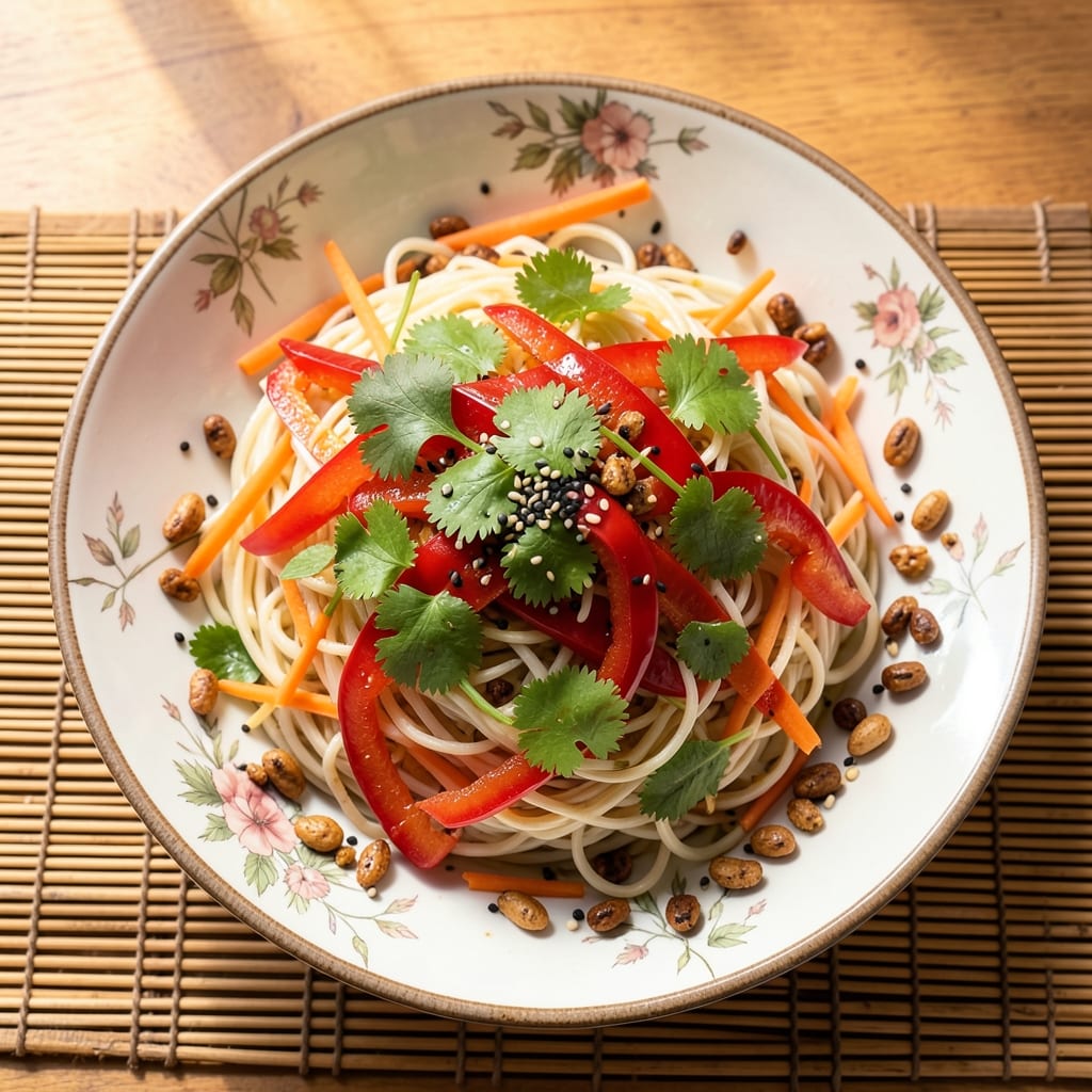 Asian Rice Noodle Salad Recipe: Lime-Zinged Freshness With Crunchy Peanut Crunch