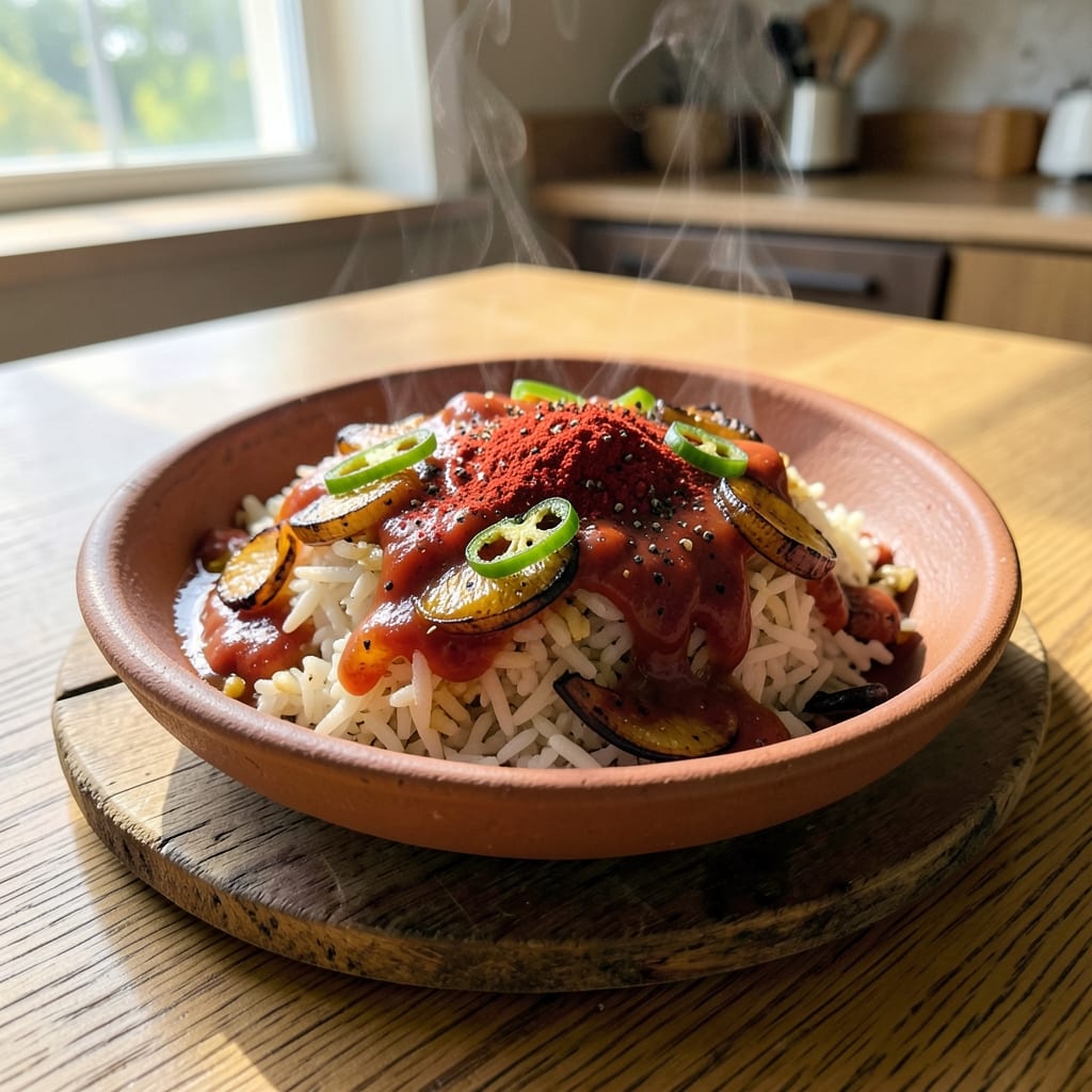 Andhra Tomato Rice Recipe: Spicy Tamarind-Kissed Rice with Charred Veggies