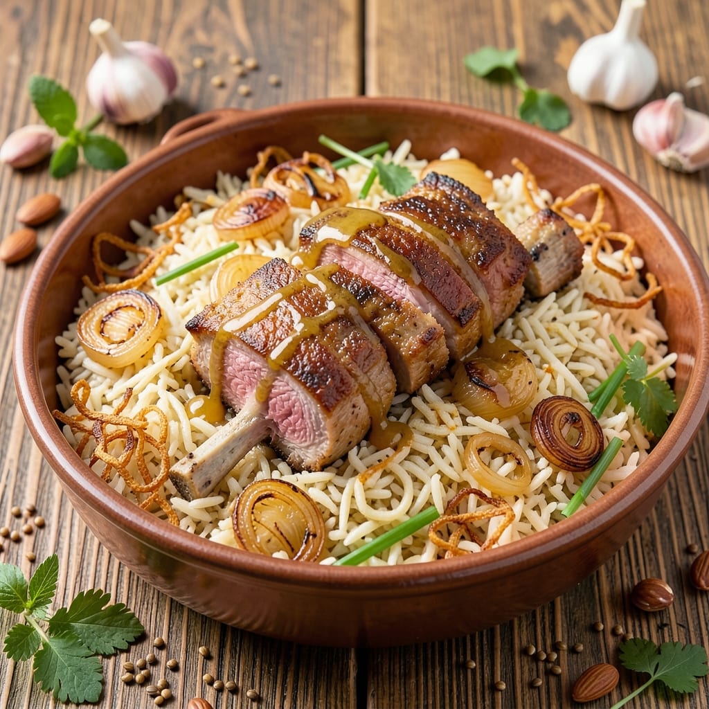 Arabic Kabsa Rice Recipe: Spiced Lamb and Toasted Rice Crunch in One Pot