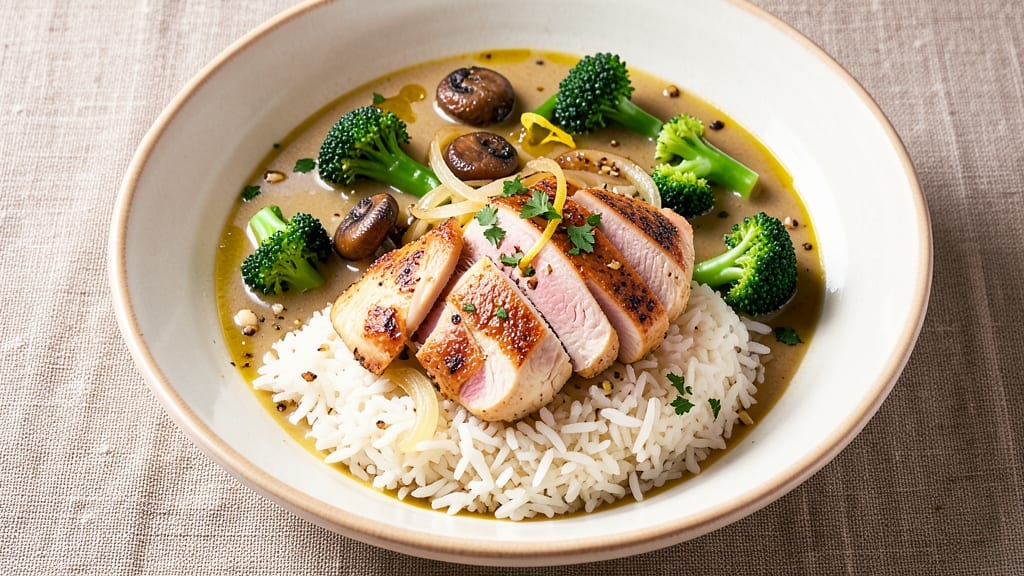 Chicken Mushroom Soup with Rice and Broccoli Recipe: One-Pot Comfort with Velvety Broth and Crisp-Topped Rice