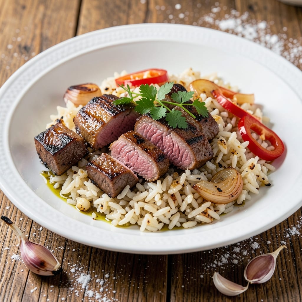 Argentina Rice Recipe: One-Pot Chimichurri Rice with Juicy Steak Bites