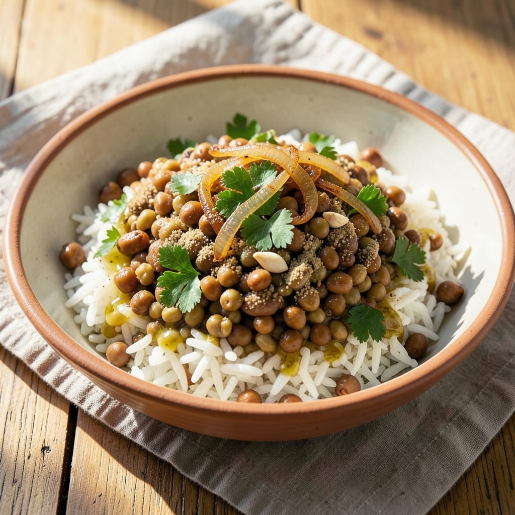 Arabic Lentil Rice Recipe: Spiced One-Pot Harmony with Toasted Barley Crunch