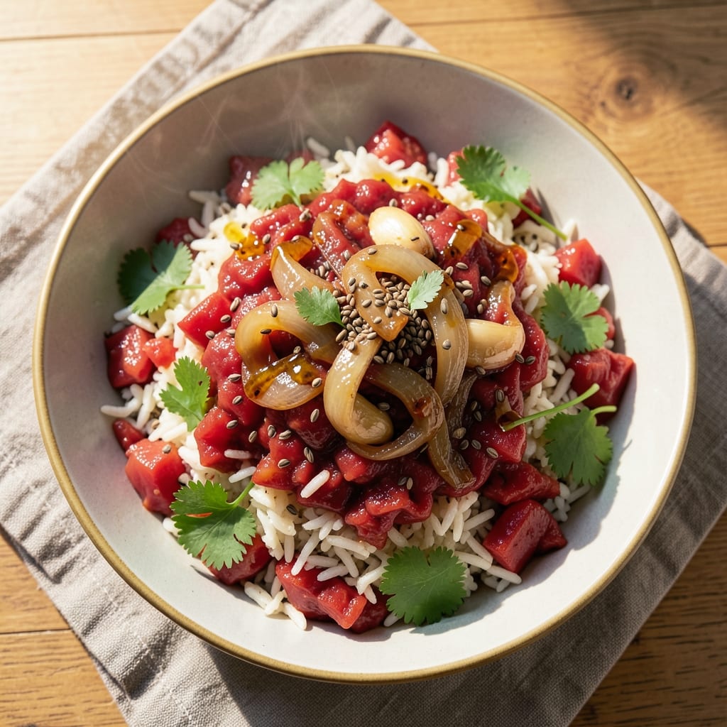 Arabic Red Rice Recipe: Deep-Spiced Tomato and Barberry Crunch