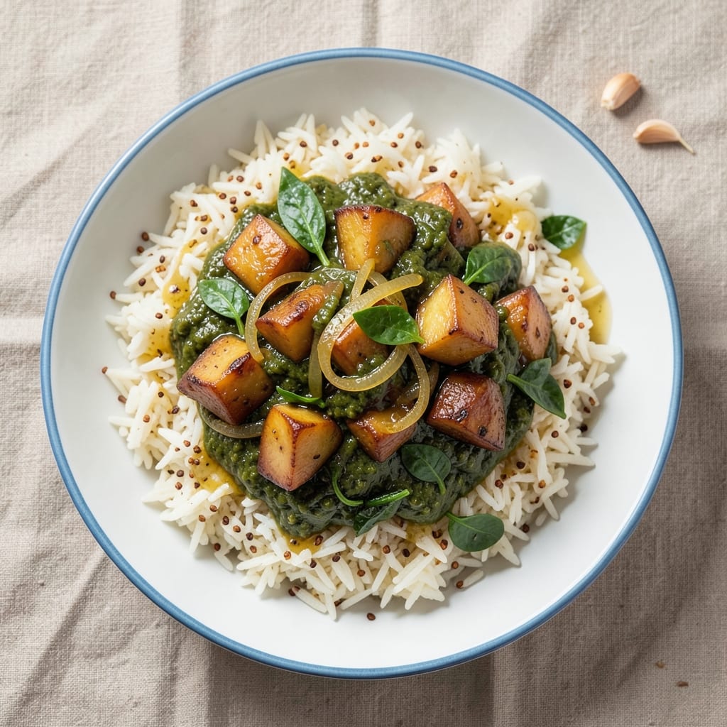 Aloo Palak Rice Recipe: Spinach-Creamed Rice with Earthy Spice Balance