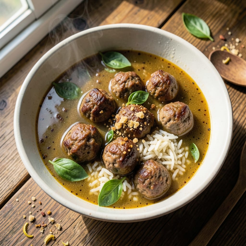 Albondigas Soup Recipe with Rice: Spiced Meatballs in Tomato-Basil Broth