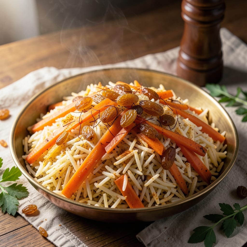 Afghani Rice With Carrots and Raisins Recipe: Saffron-Kissed Sweetness in Every Grain