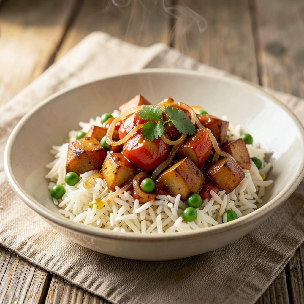 Aloo Matar Rice Recipe: Potato-Peanut Rice with Toasted Cumin Crunch