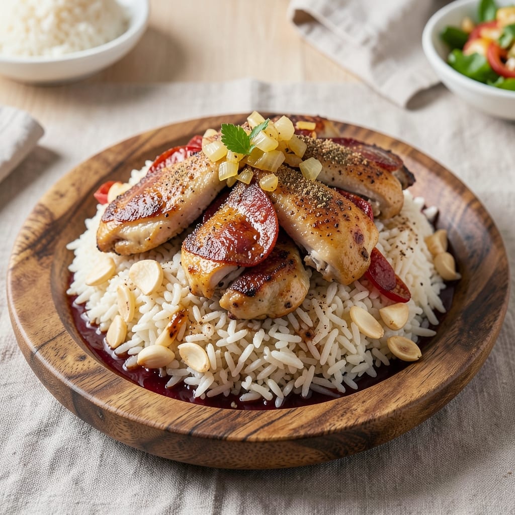 Adels Chicken Over Rice Recipe: Smoky Cumin and Chorizo Crunch in One Pot
