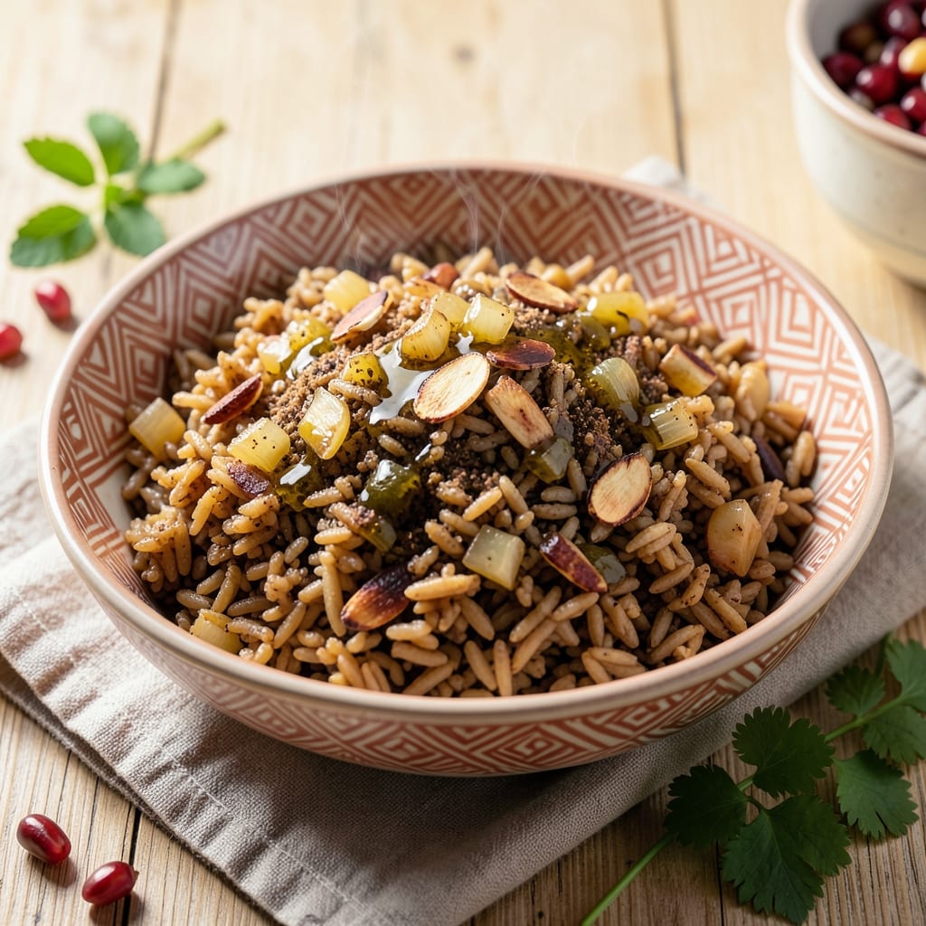 Arabic Brown Rice Recipe: Golden Spice-Infused Pilaf With Crispy Bottom